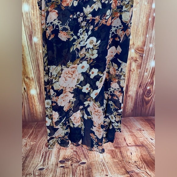 Lulus Reflection High Low Dress Size Medium Navy Floral - Picture 10 of 11